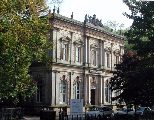 Langside Halls, Glasgow
This impressive building sits at a corner of Queens Park.  It was designed in 1847 by John Gibson as the The National Bank of Scotland in Queen Street in Glasgow.  But in 1902/03 at a cost of �18,000 it was dismantled from its city centre location and rebuilt here.  Today it is used as public halls. [url=http://www.streetmap.co.uk/map.srf?X=257426&Y=662161&A=Y&Z=120/] Map location. [/url]
