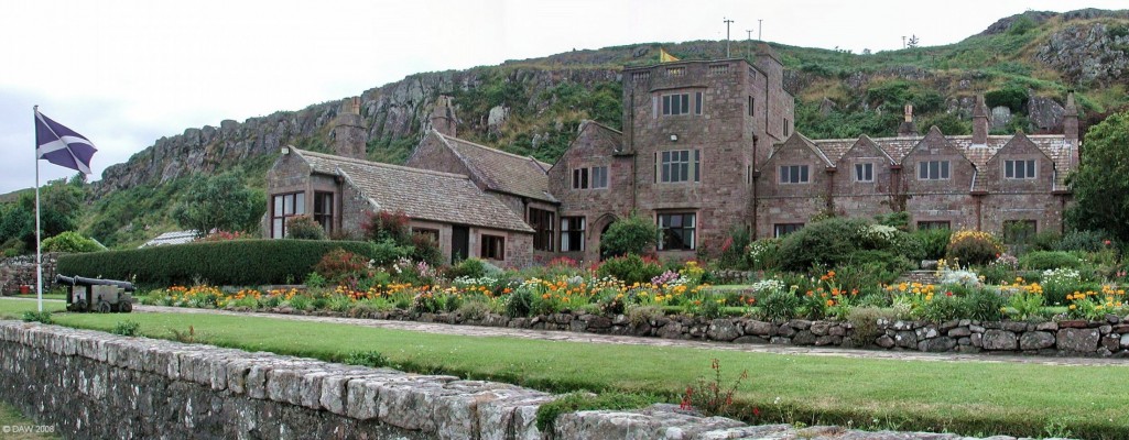 Little Cumbrae House, Wee Cumbrae
In the early 20th century under the ownership of Evylyn Stuart Parker the farm building that once stood here were rebuilt and extended over a period of about 16 years ending in 1929 with the imposing Victorian style mansion that stands today.  The garden was laid out to a plan by Gertrude Jekyll, a renowned garden designer of the time.

