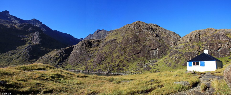 Loch Coruisk Memorial Hut, Skye
Built in 1959 in memory of two young climbers who lost their lives on Ben Nevis in 1953.  After completion it was handed over to the Junior Mountaineering Club of Scotland who maintain it to this day.  The only way to get here is a long walk or a boat trip over from Elgol. [url=http://streetmap.co.uk/map.srf?X=148718&Y=819612&A=Y&Z=120/] Map location. [/url]
