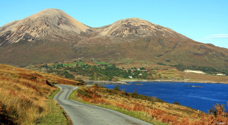 Loch Slapin, Isle of Skye
Looking across Loch Slapin towards Torrin, on the right Torrin Marble quarry can be seen.  In the background is Beinn Dearg Mhor (709m) on the left and Beinn Dearg Bheag (582m) on the right. [url=http://streetmap.co.uk/map.srf?X=156745&Y=818966&A=Y&Z=120/] Map location. [/url]
