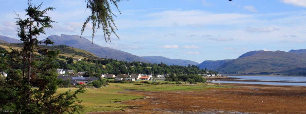 Lochcarron Village, Loch Carron
Lochcarron is a village of less than 1000 population spread out along 2 miles of the north shores of Loch Carron, the "loch of rough water". [url=http://streetmap.co.uk/map.srf?X=189342&Y=839075&A=Y&Z=115/] Map location. [/url]
