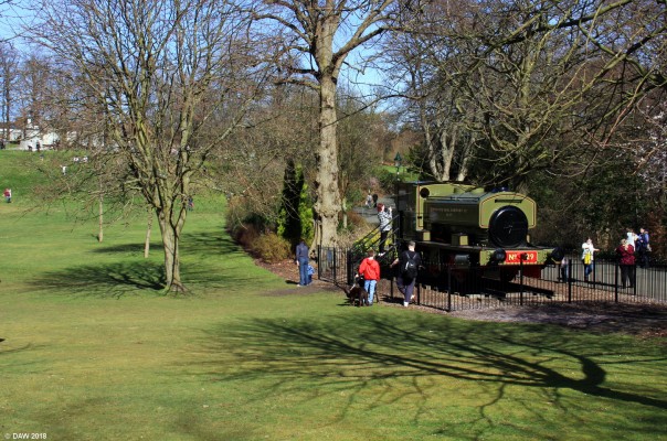Steam locomotive, Pittencreiff Park, Dunfermline
There has been a locomotive at Pittencrieff Park since 1968, but this one arrived in 1988 and came from Bilston Glen Colliery.  It was built by Andrew Barclay Sons & Co in 1934.  Coal mining in the park apparently dates back to the 13th century.  

