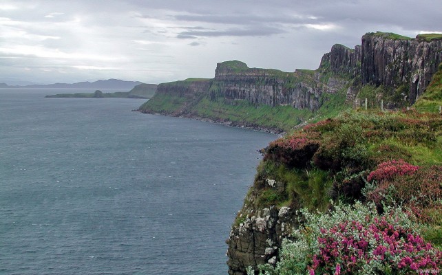 Looking South from Kilt Rock, Skye
The Island in the distance is probably Rona and beyond that you can just make out the hills of the mainland.
