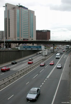 M8 Motorway, Glasgow
During the 1960's large areas of Glasgow were laid aside for redevelopment, the city planners realsied that as a result it would be possible to drive a motorway almost through the centre of the city and over the Clyde.  In 1970 the Kingston Bridge was opened completing the Glasgow part of the Motorway.
