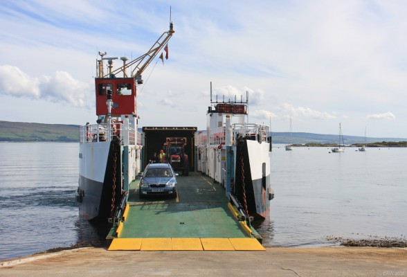 M.V. Loch Ranza, Gigha
M.V. Loch Ranza unloading at Adminish on the Island of Gigha.  Built in 1986 by R Dunston in Yorkshire she can carry 12 cars and 200 passengers with a crew of just 3.   [url=http://streetmap.co.uk/map.srf?X=165346&Y=648988&A=Y&Z=120/] Map location. [/url]
