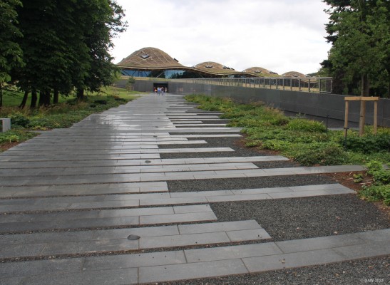 Entrance to Macallen Distillery, Speyside
The new Nacallen Distillery and visitor centre.  Looking a bit like the set for a James Bond film.  [url=http://streetmap.co.uk/map?X=327855&Y=844680&A=Y&Z=115/} Map location. [/url]
