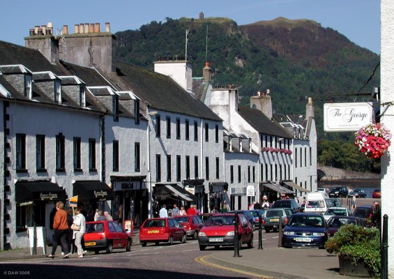 Main Street, Inveraray
One of Scotland's oldest and best preserved planned towns, built between 1753 and 1776.  The old town was moved to this location at the request of the Earl of Argyll who didn't want it to spoil his view when he restored the ruined Inverarary Castle.
