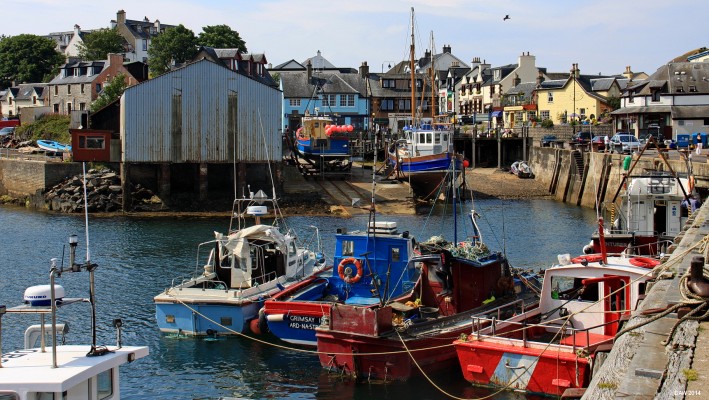 Mallaig Harbour
Looking from the old harbour back towards the centre of Mallaig.  [url=http://streetmap.co.uk/map.srf?X=167762&Y=797068&A=Y&Z=115/] Map location. [/url]
