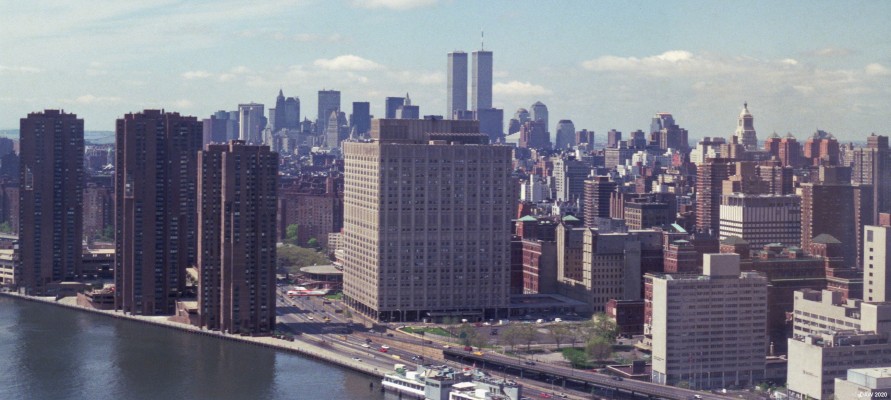 Manhatten viewed from above the East River, 1989
