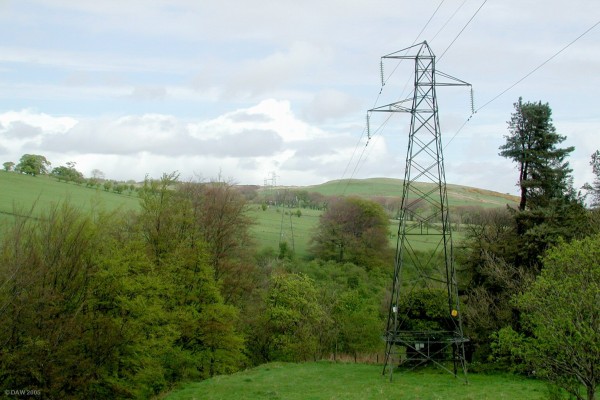 May, F27
One of the most inappropriate placements of a Pylon in the area, literally 4 metres from the 400 year old ruins of  Cowden Hall.  You'd be wrong to think its not on Scotland's tourist trail as can be seen from this [url=http://www.cindy.spruill.com/Cowden_Sproule_James.htm] American visitor's web site.[/url]

