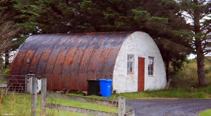 Nissen Hut, Mellon Charles Boom Defence Depot
Taken in 2014 this is the last of the old Nissen huts still standing from the depot.  Originally built to protect Loch Ewe with a Submarine net the site is no longer used by the MoD.  The site was used as a base in the late 1980's during the removal of Anthrax from the nearby Island of Gruinard.  [url=http://streetmap.co.uk/map.srf?X=184370&Y=891146&A=Y&Z=115/] Map location. [/url]
