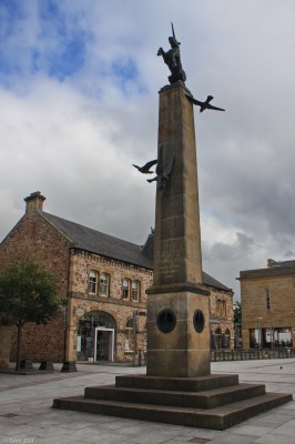 The New Mercat Cross, Inverness
Erected in 2003 in Falcon Square it has the traditional Unicorn on top and the unusual addition of Falcons flying around the pillar.
