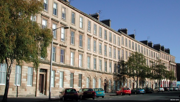 Minerva Street, Glasgow
The morning sun lights up the sandstone on thse attractive tenements in the west end of Glasgow.  [url=http://www.streetmap.co.uk/map.srf?X=257262&Y=665700&A=Y&Z=110/] Map location. [/url]
