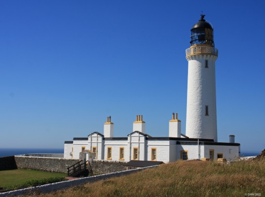 Mull of Galloway Lighthouse
Designed by Robert Stevenson and built in 1828 it had a paraffin lamp until as recently as 1971 when it was converted to electricity.  It was fully automated in 1988.  If you add the height of the cliffs the light is at a height of 99m.  The lighthouse is open to the public in the summer months.  On a good day you can get views to N. Ireland, Isle of Man and the North of England. 
