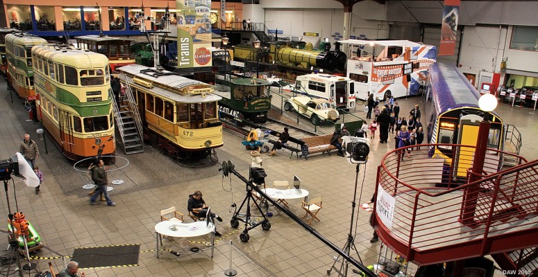 Overview of the Musum of Transport at Kelvinhall
Taken on the last week the Museum at Kelvinhall was open to the public in March 2010.  This was also the day filming was taking place for the BBC television programme 'The Great British Home Movie Roadshow'.  On the right hand side you can see a bus that isn't normally in there.  The new Museum will open in 2011.
