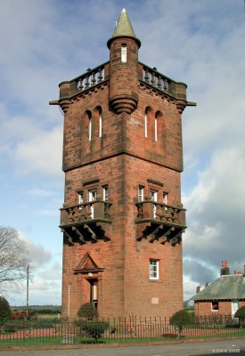 The national Burn's Memorial Tower, Mauchline
To mark the 100th anniversary of the death of Robert Burns, Mauchlin was chosen to have a National Burns Monument.  The foundation stone was laid in 23rd July 1896, a day marked as a public holiday in Mauchlin.  It was opened on 7th May and for almost a century housed artifacts associated with Burns.   [url=http://www.streetmap.co.uk/map.srf?X=249315&Y=627967&A=Y&Z=115/] Map location. [/url]
