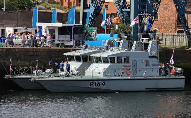 HMS Explorer and HMS Example, Tall Ships 2011, Greenock
These Archer class patrol boats were both built during the 1980's and are currently used as training boats for the University Royal Naval units.  Both boats are associated with Universities in the north of England.
