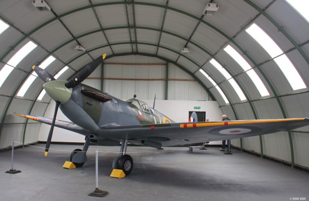 Spitfire P7540, Dumfries & Galloway Aviation Museum
This Aircraft was lost in 1941 during a training flight from RAF Ayr.  The Czech Pilot crashed the aircraft on Loch Doon.  A search at the time failed to find either the aircraft or the Pilot.  The search was not resumed again until 1977 but even then it took until 1982 to finally find and recover the wreck. The aircraft has been restored for display and is not airworthy.
