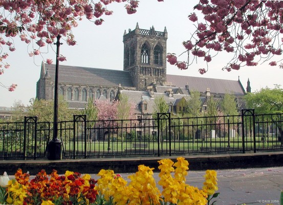 Paisley Abbey view from River Cart Walkway

