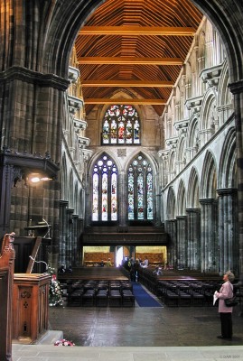 Another view looking West inside Paisley Abbey
The stained glass windows at the end all date from the late 1800's

