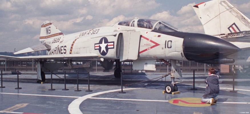 F4 Phantom, USS Intrepid, 1989
A US Marines F4 Phantom on the flight deck of the USS Intrepid Air and Space Museum, New York City, 1989.
