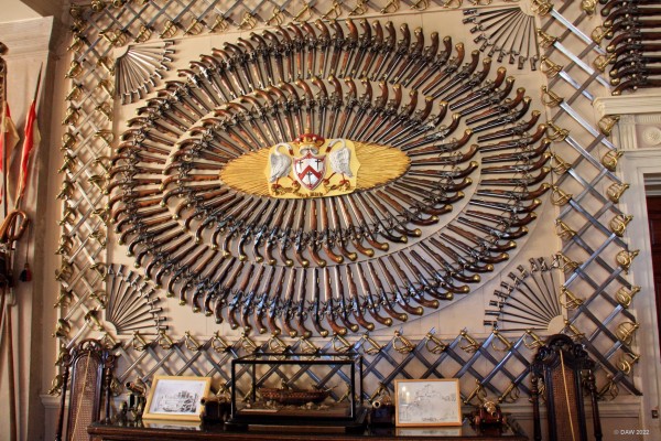 Pistols, Culzean Castle
Just some of the collection of 716 pistols at Culzean Castle.  Archiebald Kennedy (1770-1846) purchased most of them from the Office of Ordnance when they were being decommissioned.

