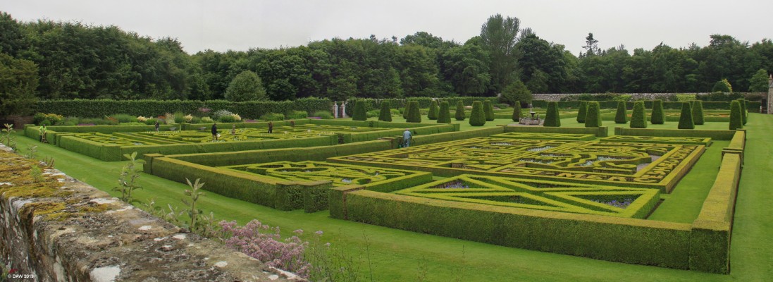 Pitmedden Gardens, Aberdeenshire
A view over the immaculately cut box hedge gardens at Pitmedden.
