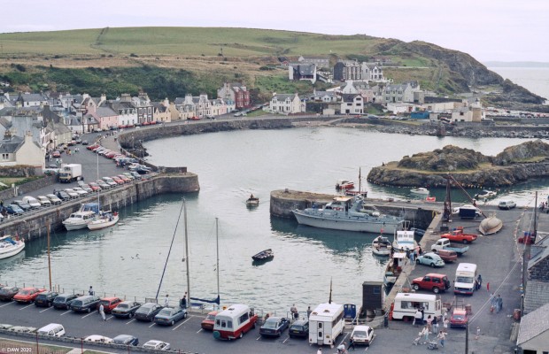 Portpatrick Harbour, 1989
A view over the harbour from the cliffs in front of the Portpatrick Hotel.  [url=http://streetmap.co.uk/map.srf?X=199702&Y=554278&A=Y&Z=115/] Map location. [/url]
