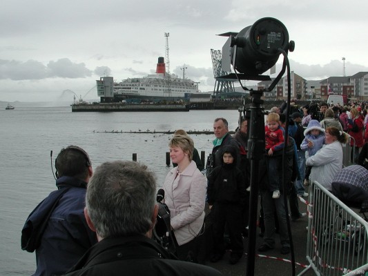 QE2, 40th anniversary, Greenock
A lot of people thought this would be the QE2's last visit to the Clyde but she remained in service for another year after this visit in 2007.  And she got a much better day in 2008 for her final voyage.
