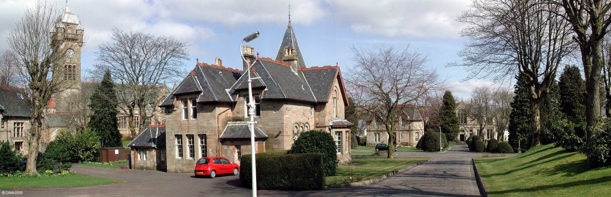 Quarriers Village, Bridge of Weir
Set up in the 1870's by William [url=http://www.quarriers.org.uk/index.php/] Quarrier [/url], a succesfull shoe retailer as a childrens orphanage.  Over 20 years it developed into a community of 40 individual childrens homes, a school, church, fire station, workshops and other facilities.  It was used for this purpose until the 1980s but today the homes and other buildings have been made into private houses and flats.
