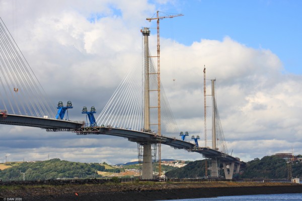 Queensferry Crossing, August 2016
A view of the north towers of the Queensferry Crossing from Port Edgar  in August 2016.  There are only a few sections left to be lifted in to place, you can see most of the cable stays are now in place. [url=http://streetmap.co.uk/map.srf?X=312035&Y=678600&A=Y&Z=120/] Map location. [/url]
