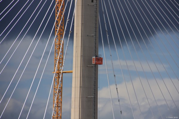 Going up, Queensferry crossing 2016
One of the temporary tower lifts on the Queensferry crossing in July 2016.
