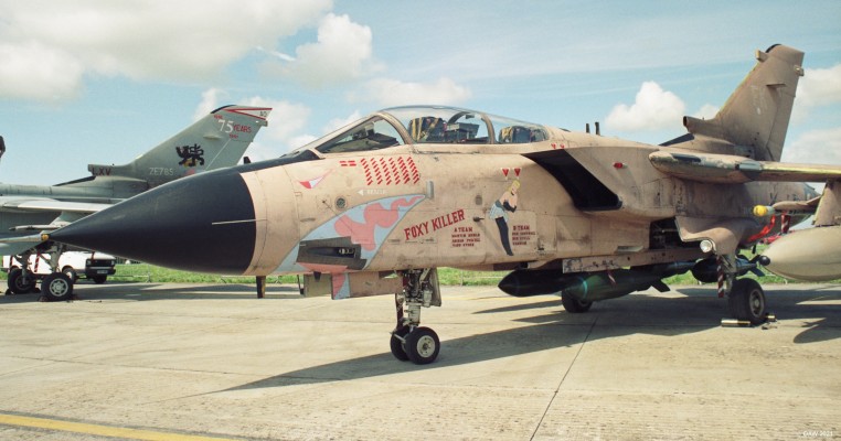 RAF Tornado, Fairford, 1993
Another RAF Tornado still with its Desert Storm markings.

