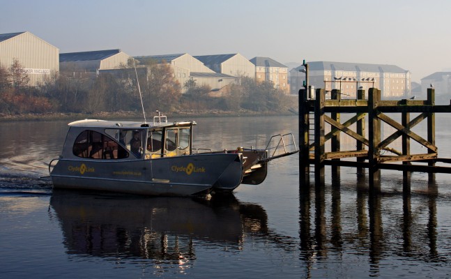 Renfrew Ferry, 2011
The Clydelink Renfrew ferry.  Prior to 2011 Strathclyde Passenger Executive ran a subsidised passenger ferry between Yoker and Renfrew but budget cuts meant that the subsidy could no longer be afforded.  The service is presently with a private company using a boat much the same size as the previous one.
