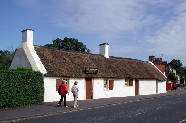 Robert Burns Cottage, Alloway
Birth place in 1759 of the famous Scottish Poet, Robert Burns.  The cottage was built in 1754 by his father and is now part of the Burns National Heritage park.
