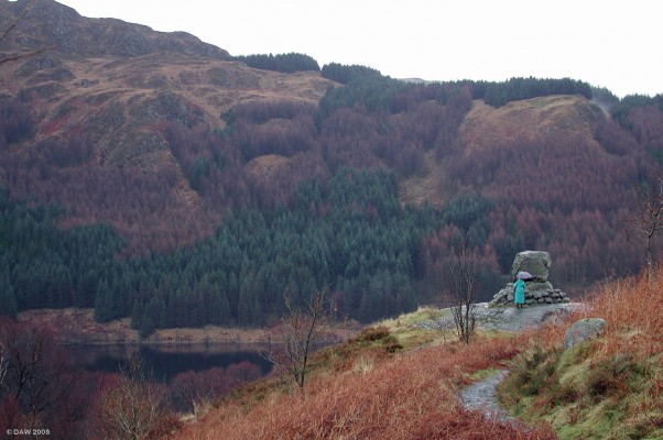 Robert the Bruce Monument, Glen Trool
A moist mid winter day at Glen Trool.  The monument commemorates the victory of Robert The Bruce over an English force in the Glen in March 1307.  This opened the campaign for independance which was brought to a decisive close at Bannockburn on 24th June 1314.
