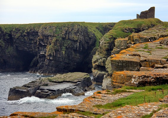 The ruins of the Castle of Old Wick
Dating from the 12th century it was probably built by Harald Maddadson.  This was a time when the Kings of Norway had more influence on life in the north of Scotland than did the Kings of Scotland. [url=http://www.streetmap.co.uk/map.srf?X=337033&Y=948757&A=Y&Z=115/] Map location. [/url]
