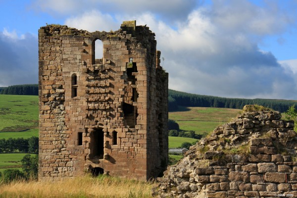 The ruins of Sanquhar Castle
Built by the Crichton family in the 13th century.  The part you see here is the most substantial bit still standing.  All the usual culprits apparently visited the castle in its heydays, like Robert the Bruce, William Wallace, Edward I, Mary Queen of Scots and James VI.  From the 17th century onwards it fell in to disrepair, the part you see here was partly restored in the late 18th century. [url=http://streetmap.co.uk/map.srf?X=278524&Y=609256&A=Y&Z=115/] Map location. [/url]
