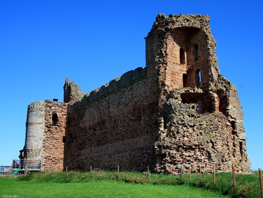 Ruins of Tantallon Castle
Tantallon Castle is unique in that it only has this one defencive wall.  The castle sits on top of cliffs on a promontory of land protruding into the Firth of Forth.  This huge wall is all that is required to secure the castle.   In its 300 year history it endured three sieges. [url=http://www.streetmap.co.uk/map.srf?X=359592&Y=684960&A=Y&Z=120/] Map location. [/url]
