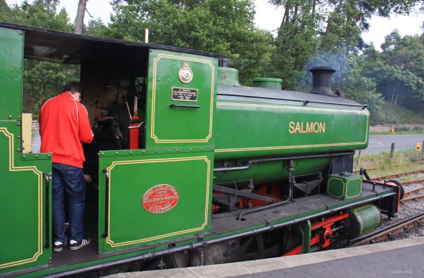 Salmon Steam Engine, Royal Deeside Railway
Built by Andrew Barclay in Kilmarnock in 1942 as works number 2139. It spent its working life with Stewarts & Lloyds, based at both Harlaxton and Woolsthorpe ironstone quarries. It was named Salmon in memory of the Royal Navy Submarine HMS Salmon which was lost with all hands in July 1940.
