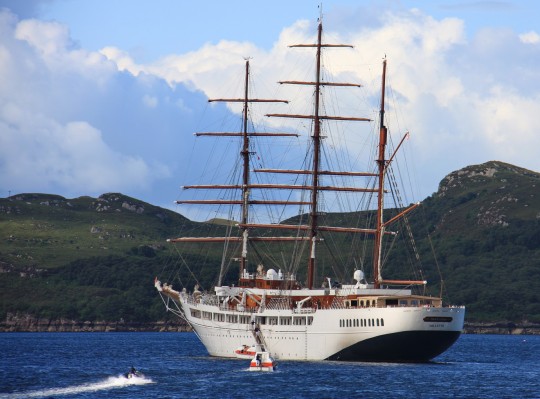 Sea Cloud II, Gair Loch
One of the more unusual [url=http://www.seacloud.com/en/yachts/sea-cloud-ii/photo-gallery/] cruise ships [/url] to visit the west of Scotland, seen here in Gair Loch.
