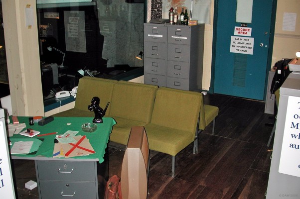 Secretary of State's Office, Troywood Bunker
During a crisis this office would apparently have been used by the Secretary of State for Scotland as the Troywood Bunker became the Regional Seat of Government in Scotland.  At least there were comfy seats and a good supply of drink for him to drown his sorrows as he oversaw the demise of his domain.  [url=http://www.multimap.com/map/browse.cgi?lat=56.2709&lon=-2.6989&scale=25000&icon=x/]Map location[/url]
