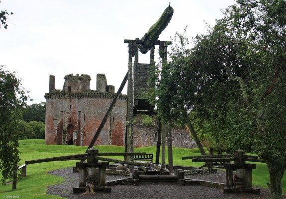 The seige machine at Caerlaverock Castle
The ruins of the 13th century moated castle at Caerlaverock.  [url=http://www.streetmap.co.uk/map.srf?X=302491&Y=565737&A=Y&Z=115/] Map location. [/url]
