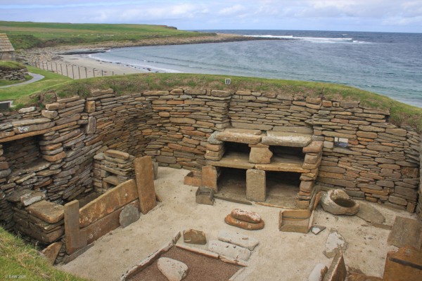 Skara Brae, Orkney
A stone built neolithic settlement on the coast of the Sandwick area of mainland Orkney.  First discover in 1850 after a storm but not fully investigated until1924.  It is the best preserved example of a Neolithic settlement in Europe.  The site is now in the care of Historic Environment Scotland and is open to visitors.
