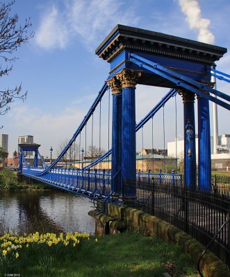 St Andrew's Suspension Bridge, Glasgow Green
Opened in 1855 to replace a ferry conveying workers from Bridgeton and Calton to Hutchesontown.  The wrought iron structure has a single span of 67 metres. Major structural repairs were carried out by Glasgow City Council between 1996 and 1998.  [url=http://www.streetmap.co.uk/map.srf?X=260050&Y=663867&A=Y&Z=115&ax=260000&ay=664030/] Map location. [/url]
