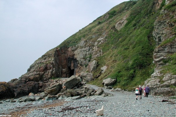 St Ninian's Cave, Port Castle Bay
Ninian is said to have set up Scotland's first Christian community in Whithorn around 397.  There are no written records from that time but it was later said that he used this cave on the coast as a retreat.  [url=http://www.streetmap.co.uk/map.srf?X=242367&Y=535921&A=Y&Z=115/] Map location. [/url]
