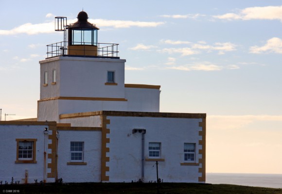 Strathy Point Lighthouse, Sutherland
This was the first lighthouse in Scotland to be built as an all electric station.  It doesn't have a traditional round tower to save money since internal fittings also require to be curved in a round tower.  The [url=https://www.nlb.org.uk/LighthouseLibrary/Lighthouse/Strathy-Point/] lighthouse [/url] was automated in 1997.  
