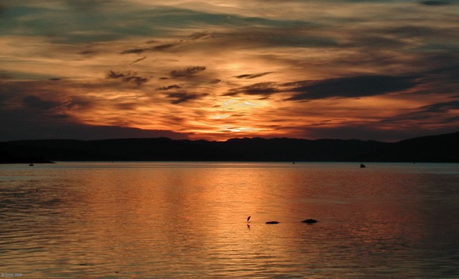 Fiery sunset over Bute, seen from Largs
