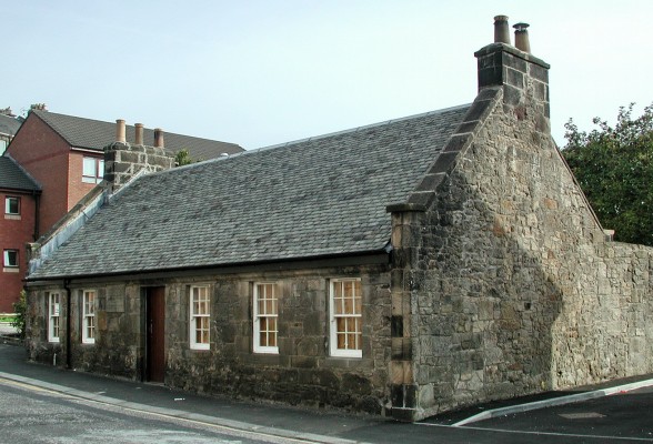 Tannahill's Cottage, Paisley
This is where the famous Paisley Poet, Robert Tannahill  (1774-1810) lived for most of his life.  Tannahill  also helped found the Paisley Burns club in 1805, it is still active today and claims to be the oldest Burn's Club in the world.  The cottage is preserved by the Paisley Burn's club, the slate roof was added in 2003 after the thatched roof was damaged by fire. [url=http://www.streetmap.co.uk/map.srf?X=247425&Y=663787&A=Y&Z=110/] Map location. [/url]
