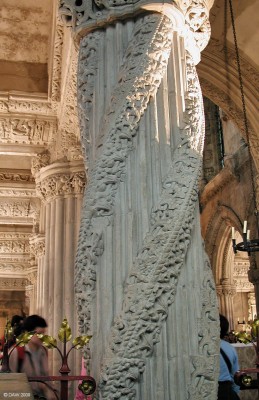 The Apprentice Pillar, Rosslyn Chapel
It is said that an apprentice mason carved this pillar, inspired by a dream, in his master's absence. On seeing the magnificent achievement on his return, the master mason was so angry he allegedly killed the apprentice.  [url=http://www.streetmap.co.uk/map.srf?X=327485&Y=663078&A=Y&Z=115/] Map location. [/url]

